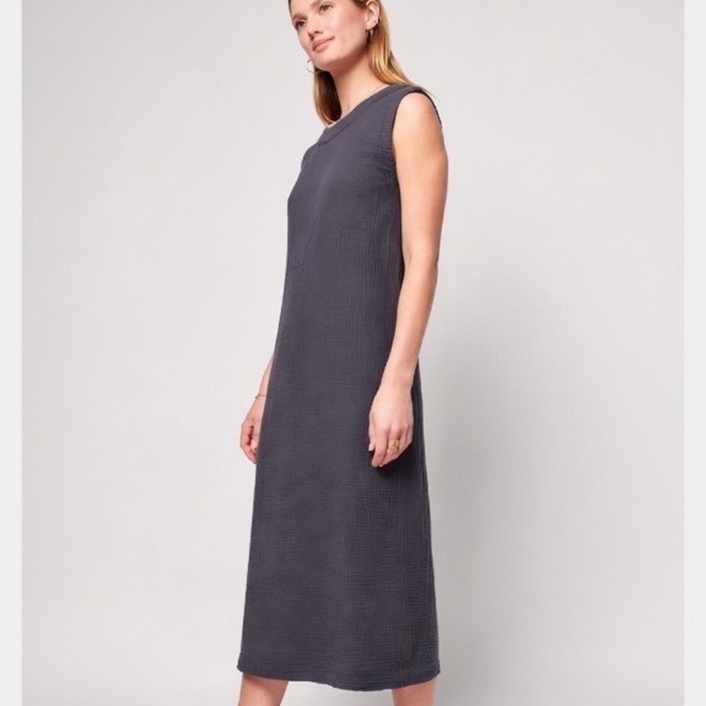 Faherty Dream Gauze Costa Midi Dress Washed‎ Black Organic Cotton Sleeveless S